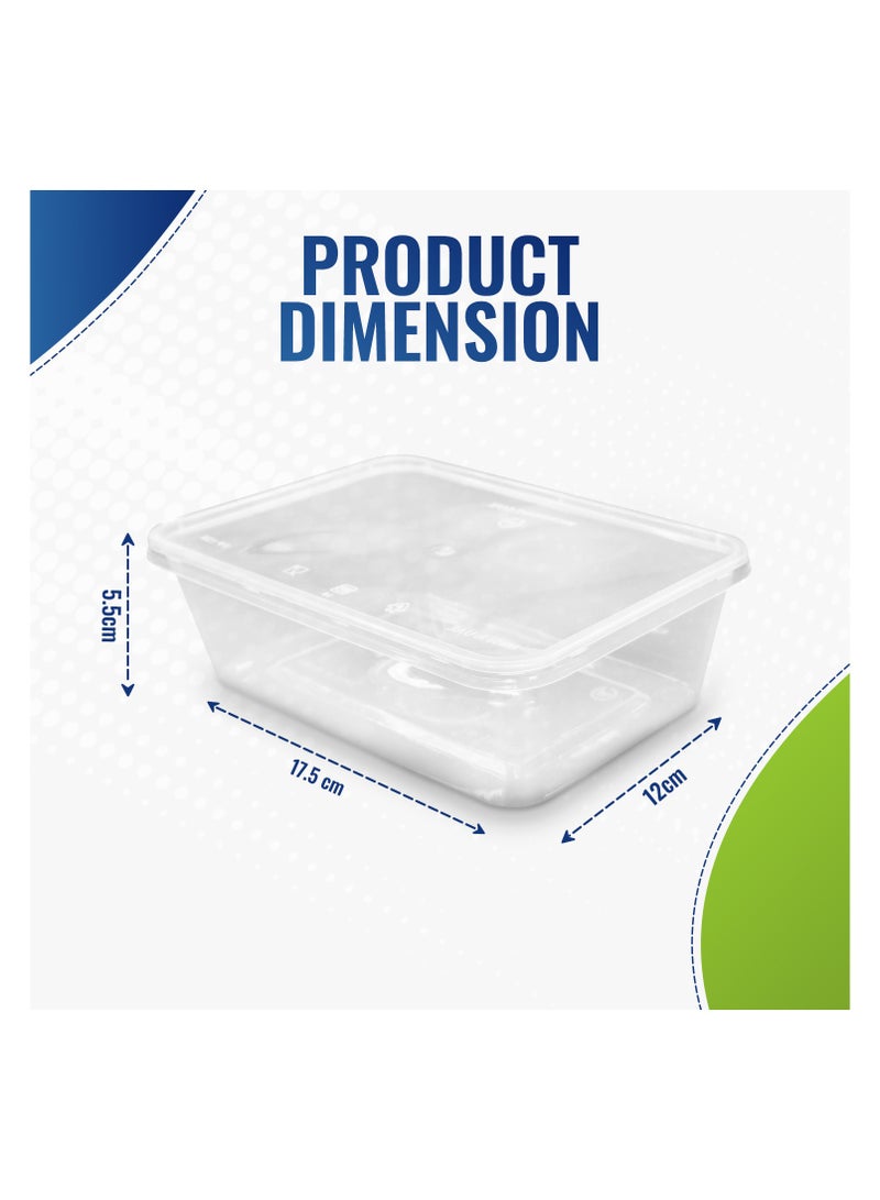 SNH Packing 50 Pack Clear Rectangular 750ml Microwave-Safe Food Containers with Lids Transparent Plastic Meal Prep and Food Storage Boxes Reusable Lunch and Takeaway Containers - Image 2